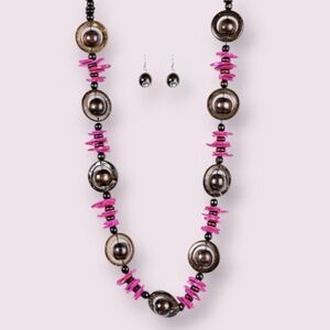 Paparazzi Pink and Brown Beaded Necklace Set